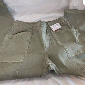 Spanx Size XL Pants Stretch Twill Straight Leg Olive Oil Casual